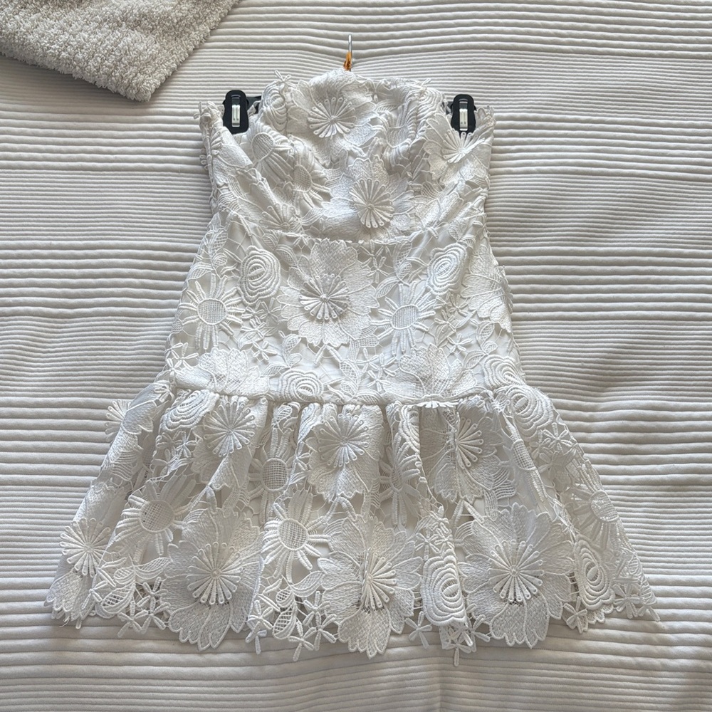MILLY Esther 3D Lace Dress in White